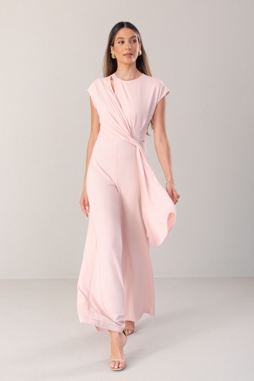 Fluid jumpsuit with shoulder opening detail