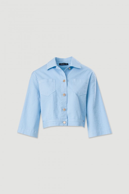 Bluso curto em tecido jacquard de algodo