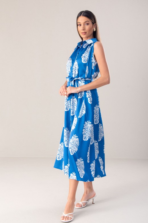 Vestido midi acetinado com estampado