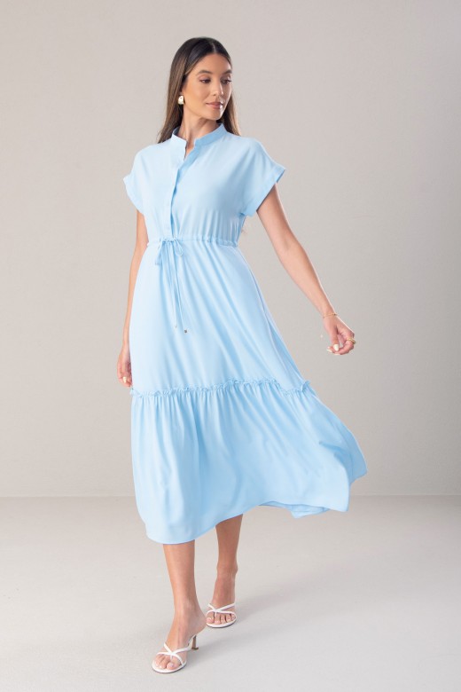 Fluid midi dress with adjustable waist