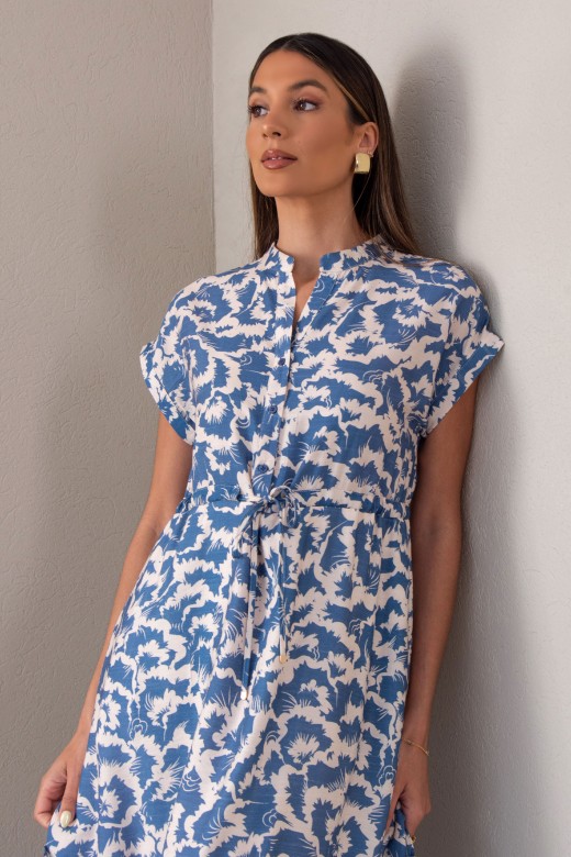 Vestido midi de cintura ajustvel estampado