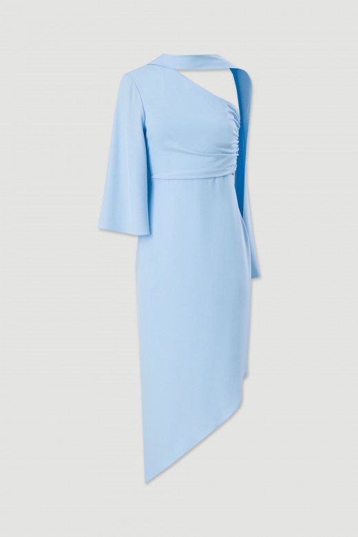 Asymmetric dress with tie detail