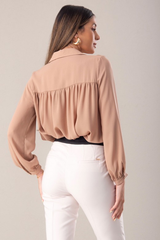 V-neck blouse with gathering