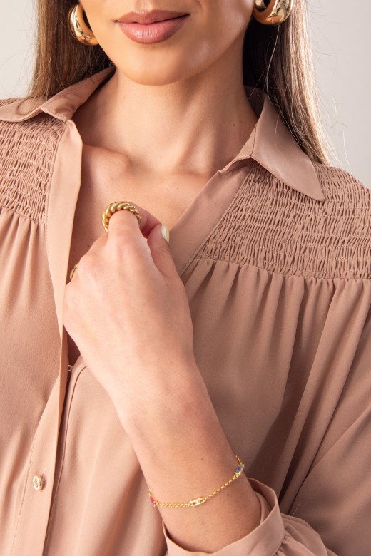 V-neck blouse with gathering