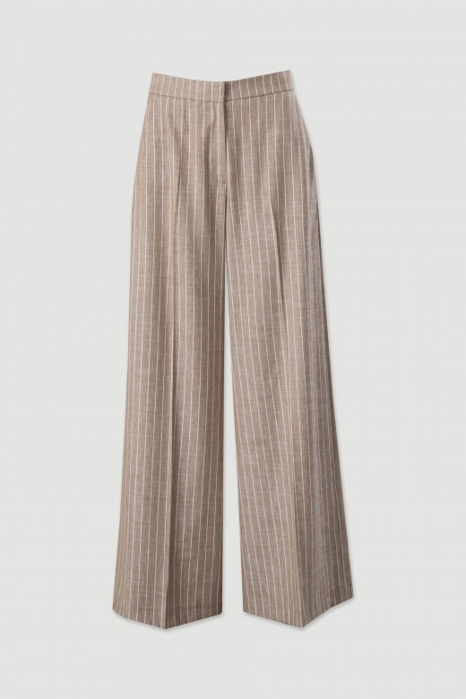 Pantalon wide leg en tissu  rayures diplomatiques