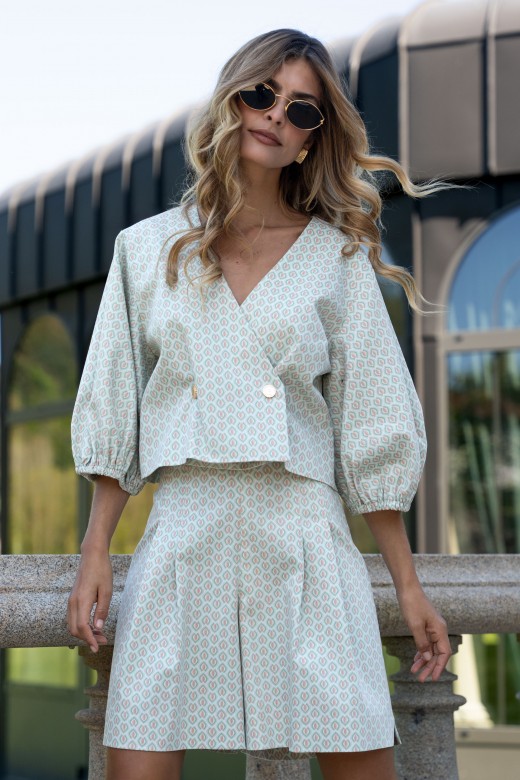Short printed cotton coat