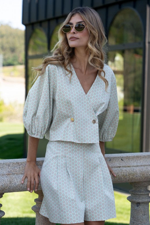 Short printed cotton coat