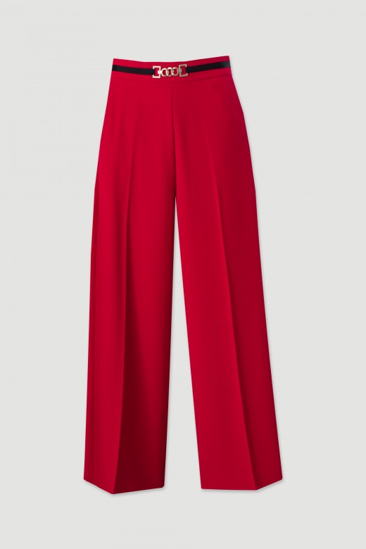 Culotte trousers with metallic belt