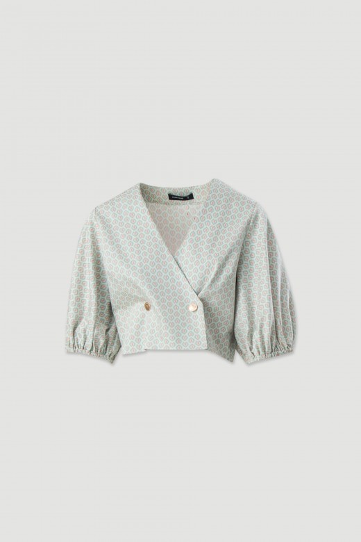 Short printed cotton coat