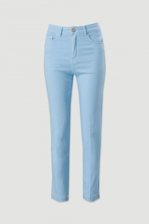 Cotton twill pants with transfer application
