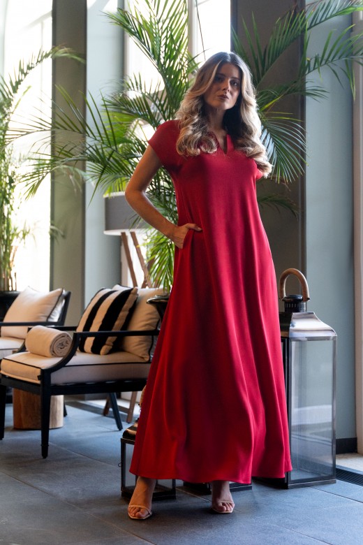 Vestido comprido com manga curta