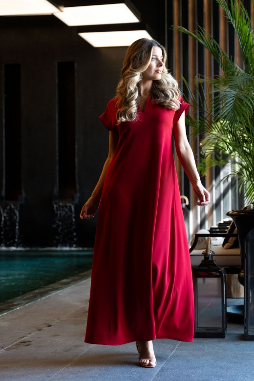 Vestido comprido com manga curta