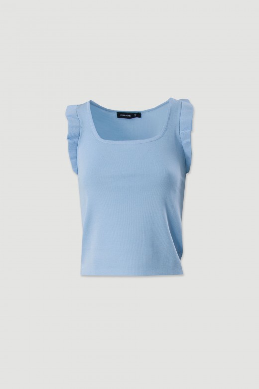 Knit top with ruffle detail
