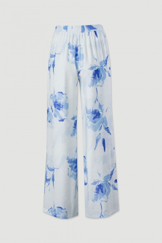 Floral printed wide leg pants