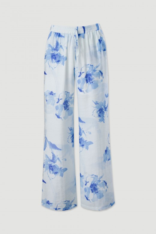 Floral printed wide leg pants