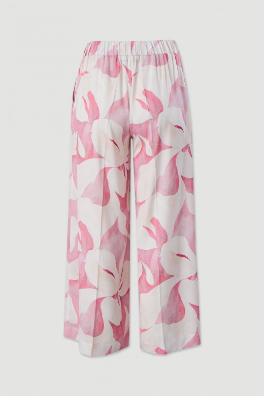 Printed fluid culotte trousers