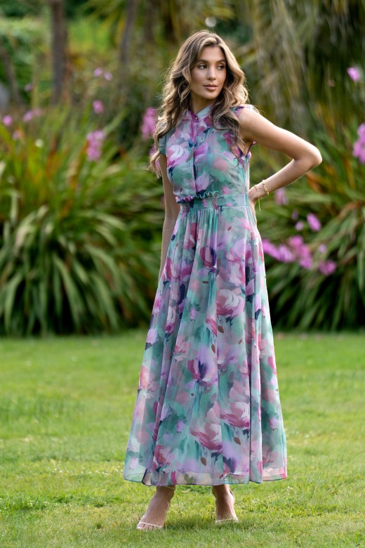 Robe midi cintre avec imprim