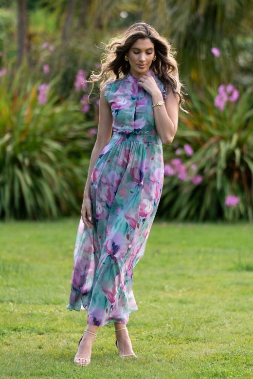Robe midi cintre avec imprim