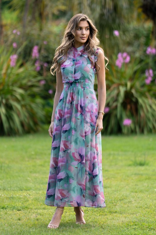 Robe midi cintre avec imprim