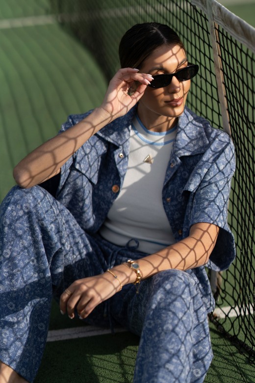 Casaco curto estampado