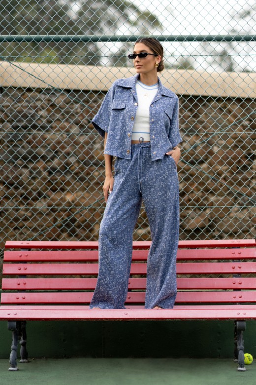 Pantalon wide leg imprim