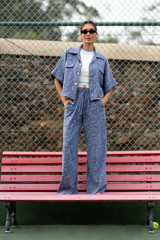 Pantalon wide leg imprim