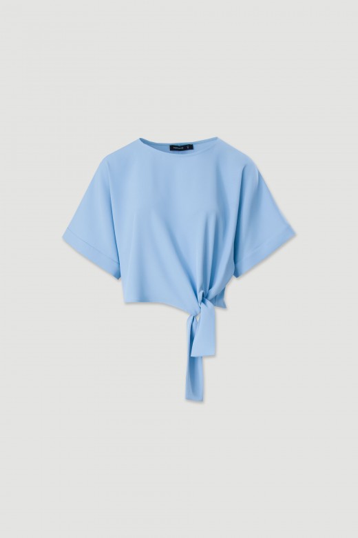 Short blouse with tie fastening detail at the front