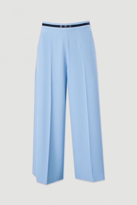 Pantalon culotte wide leg avec dtail de tissu contrastant