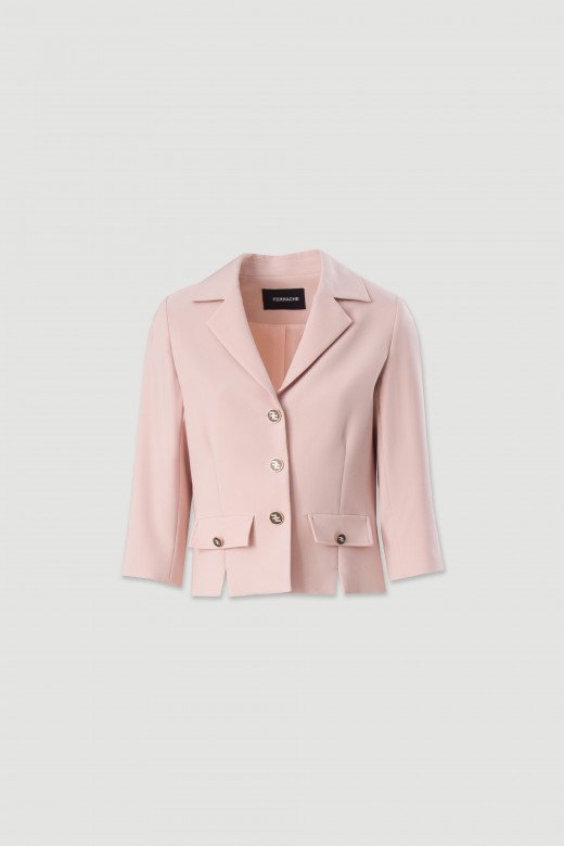 Blazer clssico curto com colarinho