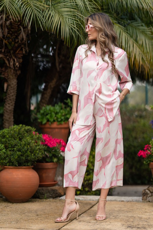 Printed fluid culotte trousers