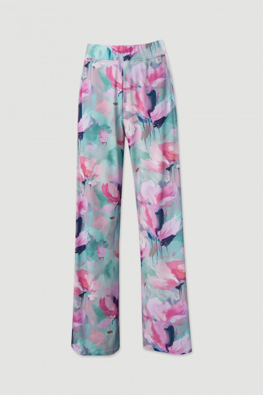 Pantalon wide leg imprim floral