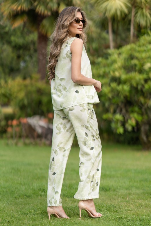 Wide leg pants in viscose with floral pattern