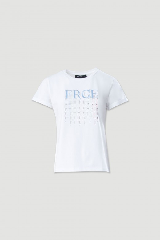 Basic cotton t-shirt with embroidery and transfers