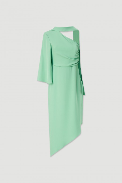 Asymmetric dress with tie detail