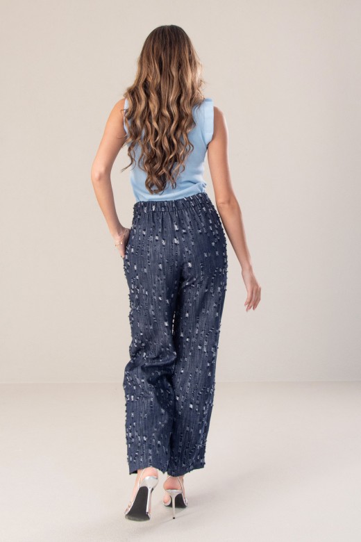 Calça wide leg com relevos Calça wide leg com relevos