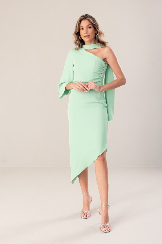 Asymmetric dress with tie detail