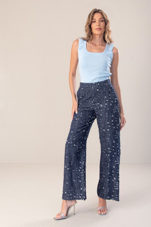 Calça wide leg com relevos Calça wide leg com relevos