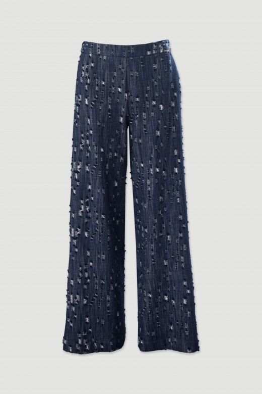 Calça wide leg com relevos Calça wide leg com relevos