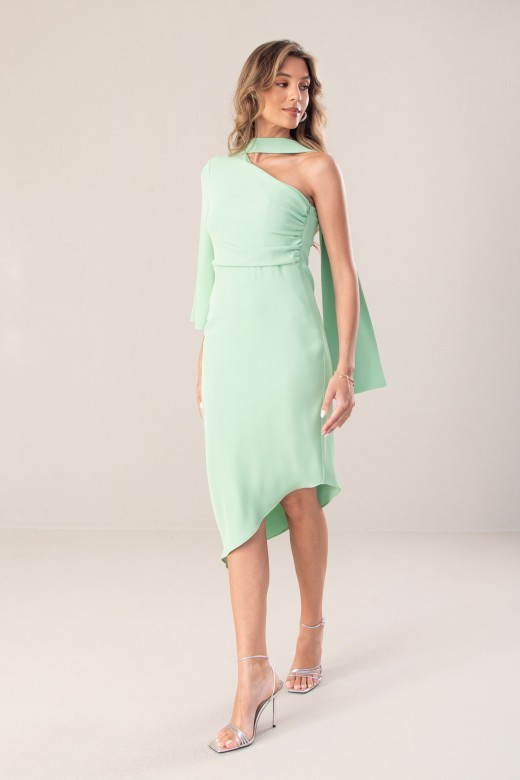 Asymmetric dress with tie detail