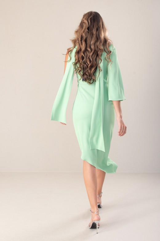 Asymmetric dress with tie detail