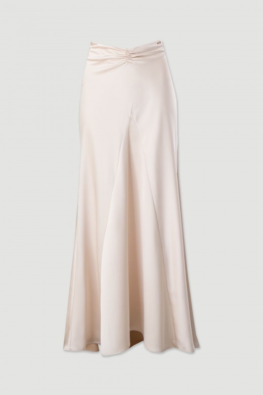 Jupe longue asymétrique satinée Jupe longue asymétrique satinée