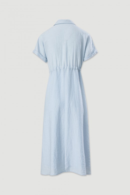 Midi dress in linen blend with adjustable waist Midi dress in linen blend with adjustable waist