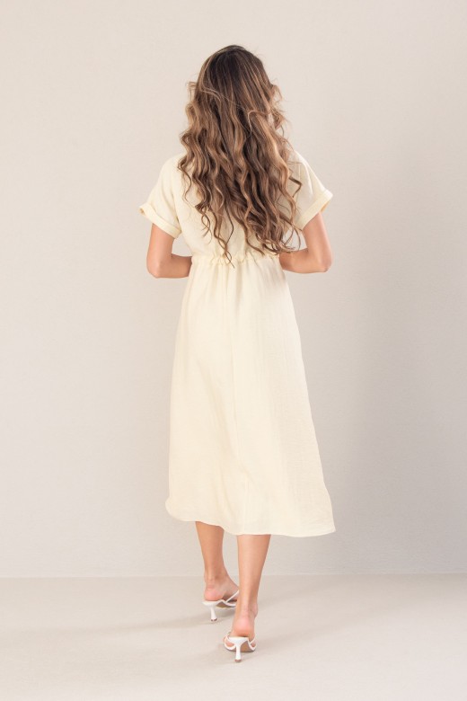 Midi dress in linen blend with adjustable waist