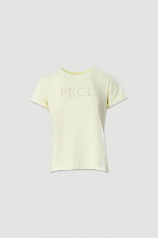 T-shirt bsica em algodo com transfers