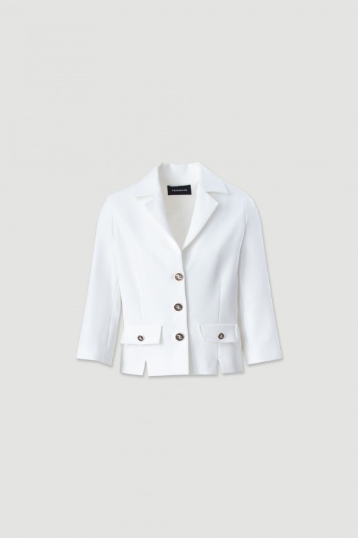 Blazer clssico curto com colarinho