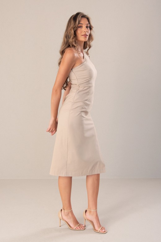 Dress with asymmetric neckline