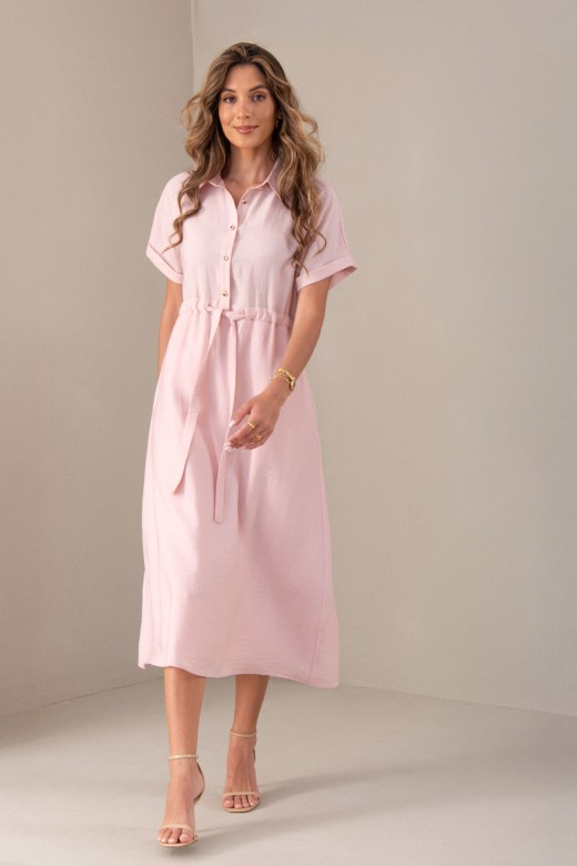 Midi dress in linen blend with adjustable waist