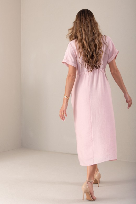 Midi dress in linen blend with adjustable waist