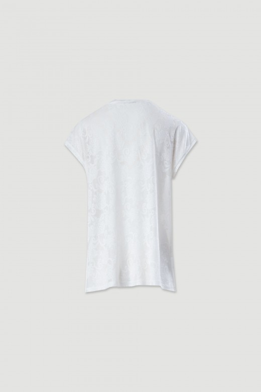 Tunic with embossed floral pattern Tunic with embossed floral pattern