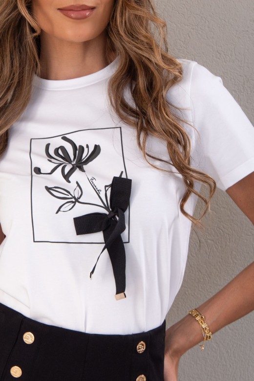 T-shirt en coton avec imprim et nud